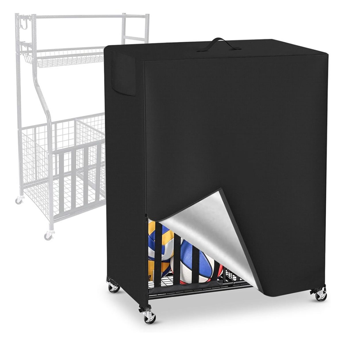 غطاء رف كرة السلة، غطاء منظم ا - مراجعة Sports Equipment Garage Storage وسعره