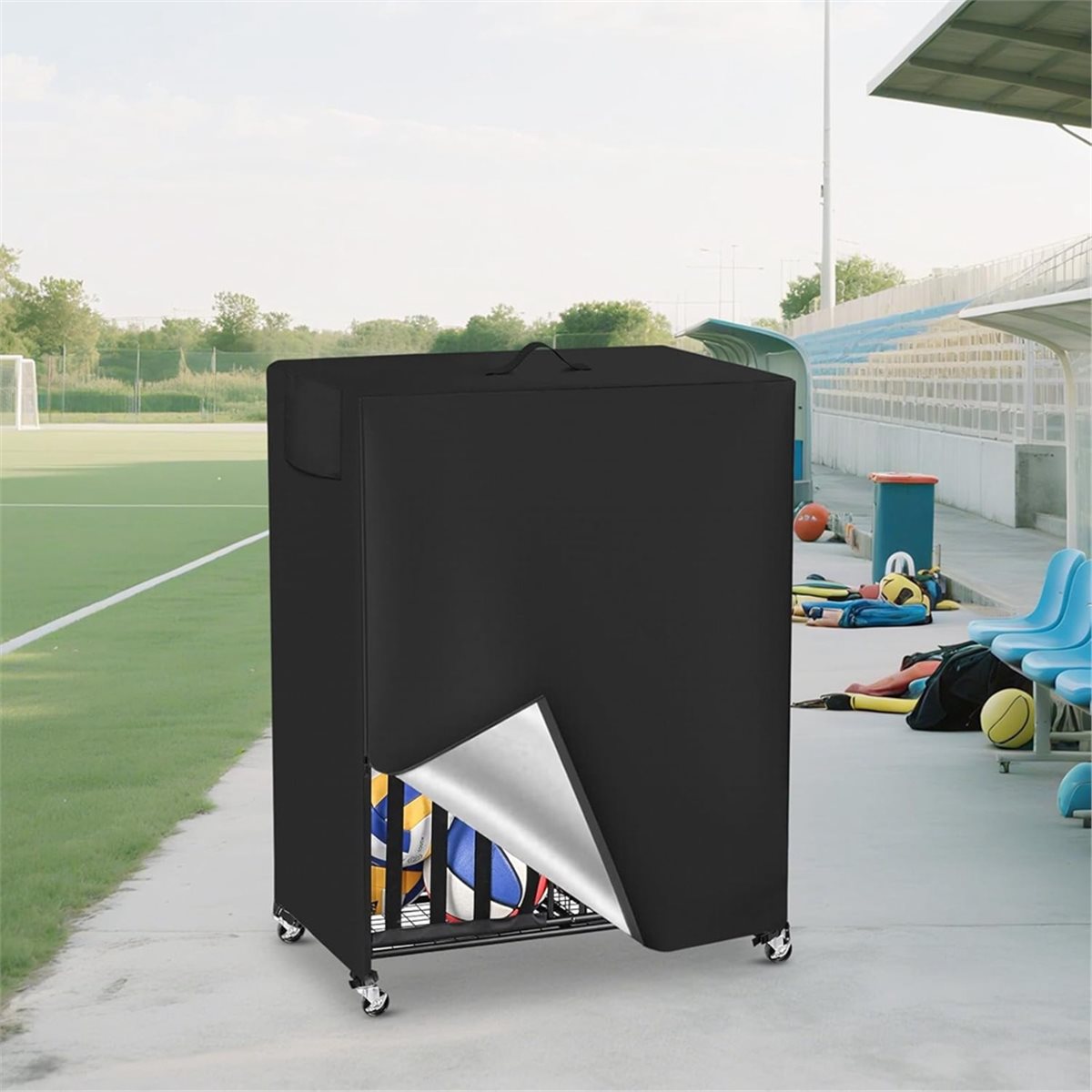 غطاء رف كرة السلة، غطاء منظم ا - مراجعة Sports Equipment Garage Storage وسعره